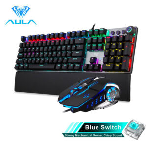 AULA RGB Macro Programmable Mechanical Gaming keyboard and mouse Combo - 22 RGB Modes, Blue Switch (F2088+S20)