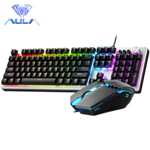 AULA T200 GAMING KEYBOARD AND GAMING MOUSE RGB Backlit COMBO - Anti Ghosting WITH MULTI-FUNCTION KNOB
