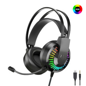 OVLENG GT68 RGB LED Gaming Headset with Microphone & Volume Control for PC - Black