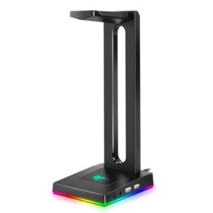 Havit TH360 RGB Headphones Stand with 3.5mm AUX and 2 USB Ports -10 RGB Lighting Modes
