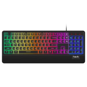 HAVIT KB488L Multi Colour RGB Membrane Gaming Keyboard - Multimedia & Wrist Rest AR/ EN