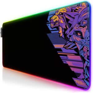 TITANWOLF Limited Wolf Edition 3XL Waterproof Rubber Base RGB Gaming Mouse Pad (800 x 300mm, Multicolor)